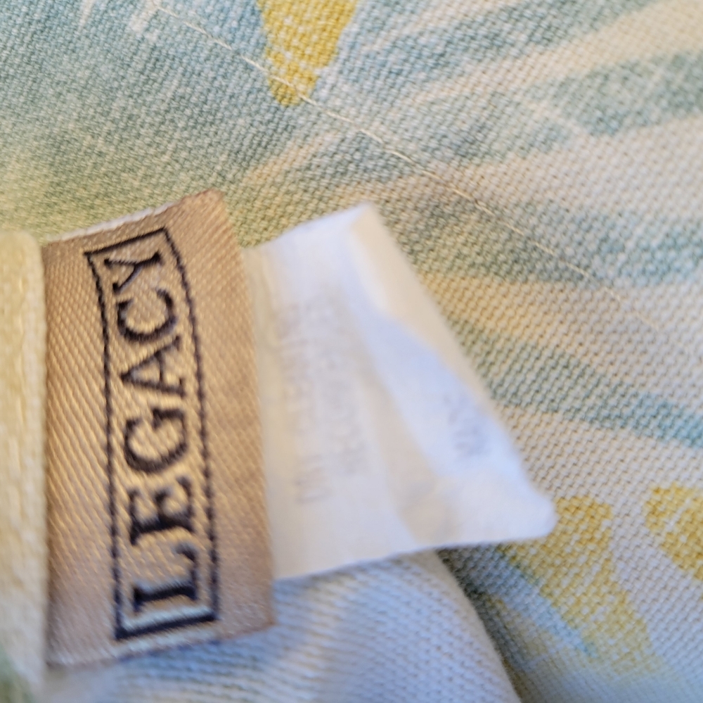 LEGACY Queen Duvet & shams green yellow palm leaf cotton Bedding Neiman … - Picture 4 of 16